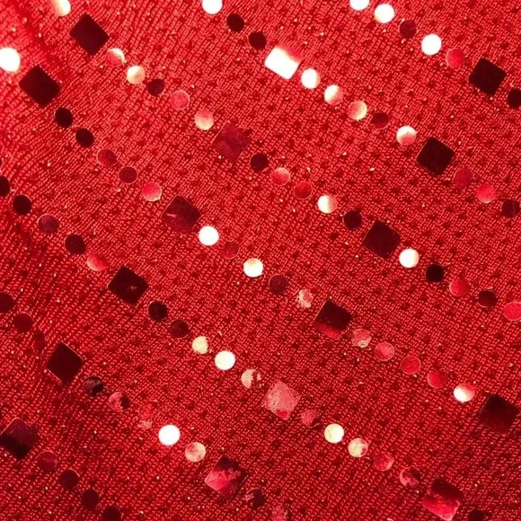 Roched Red Sequin Jumpsuit - Picture 11 of 14